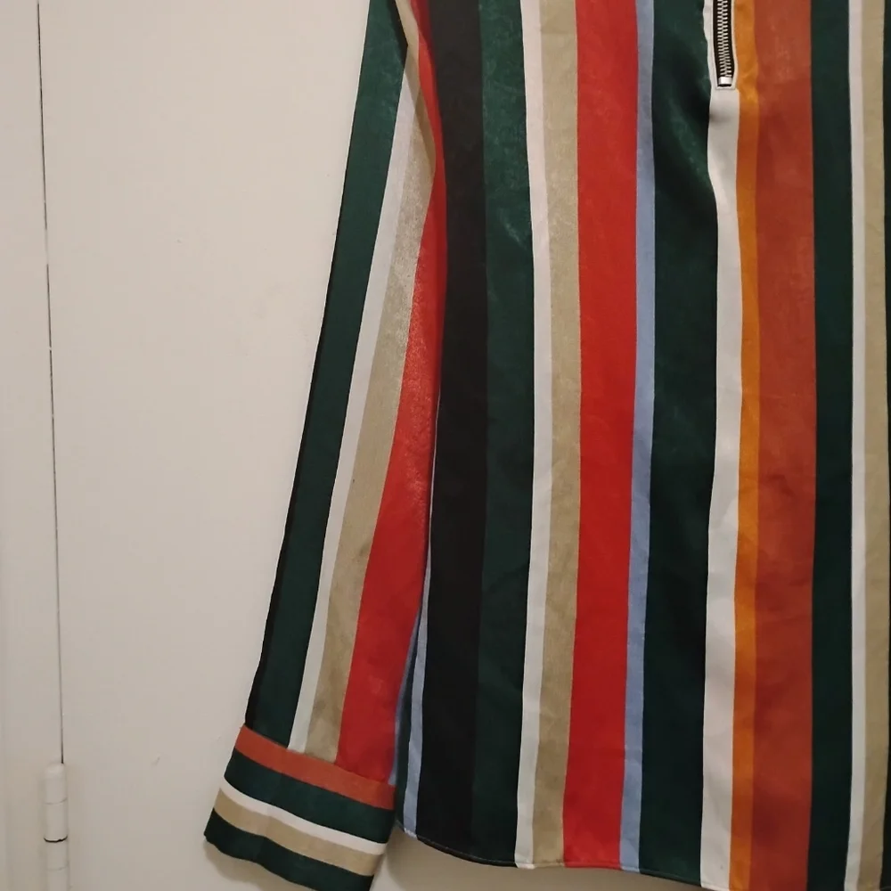Zara Trafaluc Collection Striped Zip Neck Top – Size L - Picture 3 of 10